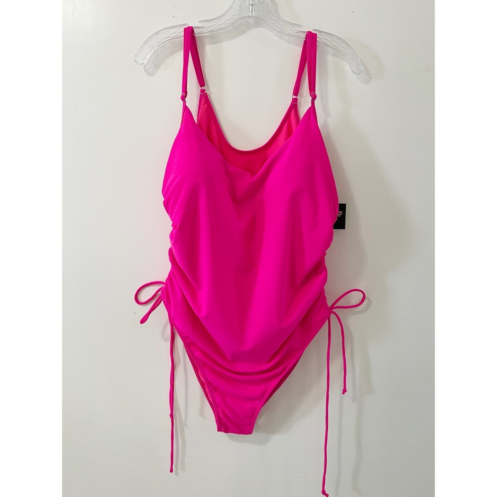 Sunday Sol I Dream of Jeanie Ruched Tie One-Piece Swimsuit Hot Pink 3X NWT - Picture 1 of 6